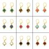 Gold-Plated Stainless Steel Earrings with Natural Stones & French Ear Hooks
