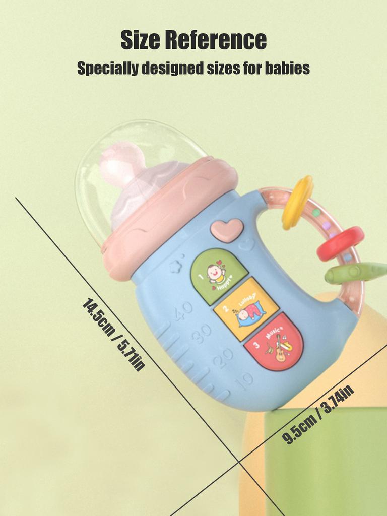 Non-Toxic 1Pc Baby Musical Feeding Bottle Newborn Soft Teether Rattles Educational Toy 18M+ Mobile Rattles Toys Soothing Vocal Music