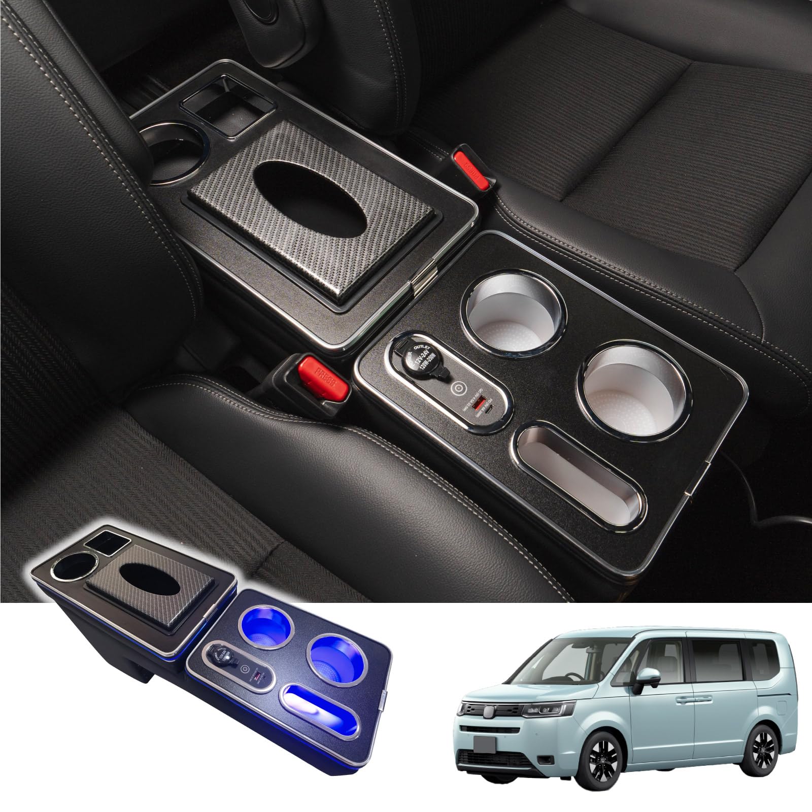 

Craft Works Step WGN Console Air Sparda Center STEPWGN Hybrid Storage RP/RP8 Box, Armrest, Console, чёрный