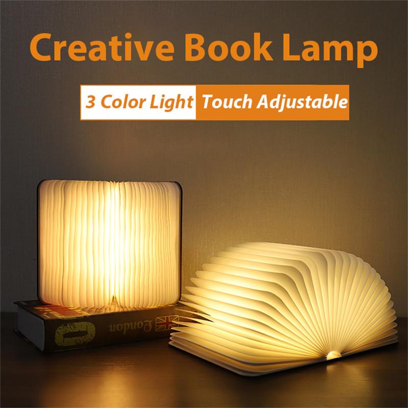 LED LIGHT Creativity Wood Grain 3d Book Lamp Luminous Gift Idea Ideal For Her 360 Degree Foldable Screen Sleep Night Lights