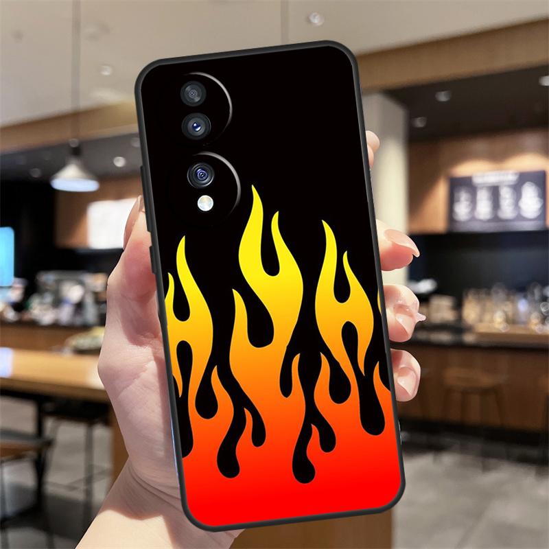 Blue Red Flame Fire Case For Honor Magic 5 6 7 8 Pro Honor 200 400 50 70 90 Lite X8b X8c X9b X9c X9d Win RT Cover
