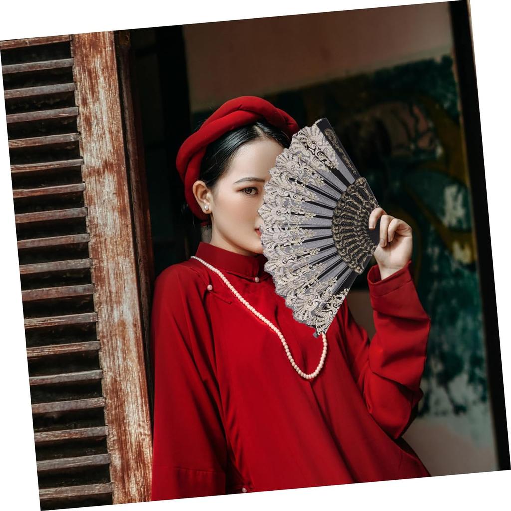  wachlarz wachlarz chiński wachlarz kwiatowy składany wachlarz ręczny chiński vintage składany wachlarz panny młodej do tańca występ w kościele weselny impreza rekwizyty czarny ręczny