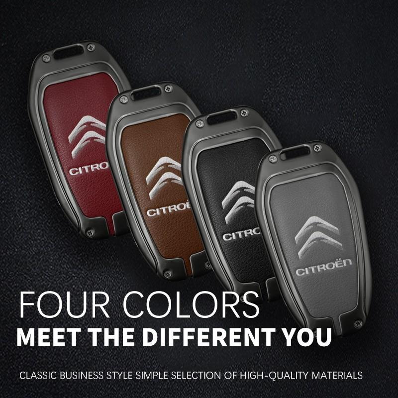 Metalen Lederen Auto Afstandsbediening Sleutelhoes Cover Sleutel Beschermer Fob Voor Citroen C1 C2 C4 C6 C3-XR Picasso Grand DS3 DS5 Auto Accessoires
