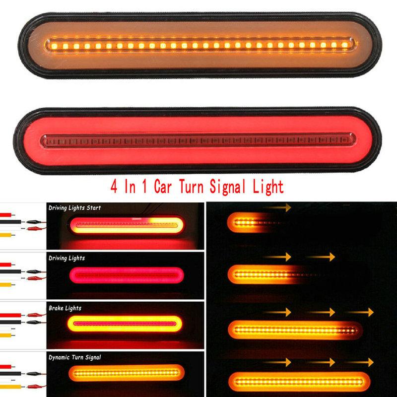 4 In 1 100LED Automobile Truck Trailer Light  Waterproof LED Red + Yellow RV Tail 3D Flowing Signal Lamp Accessories