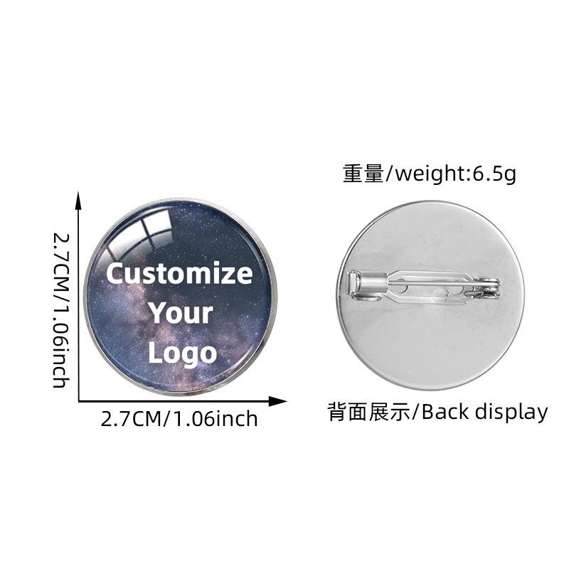 Custom Logo Time Gem Brooch, Business Gift Event Souvenir Fashion Accessory Pin