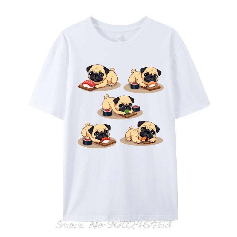 

Normal T-shirts Adorable Pug With Sushi Design Dog Japanese Lovers Funny T shirt Coupons Cotton Oversized Tshirt Men Clothing S
