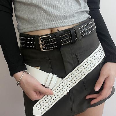 Personalized Belt Female Punk Girl Star Rivet Wide Belt Double Breasted Waist Seal Spice Girl Belt N