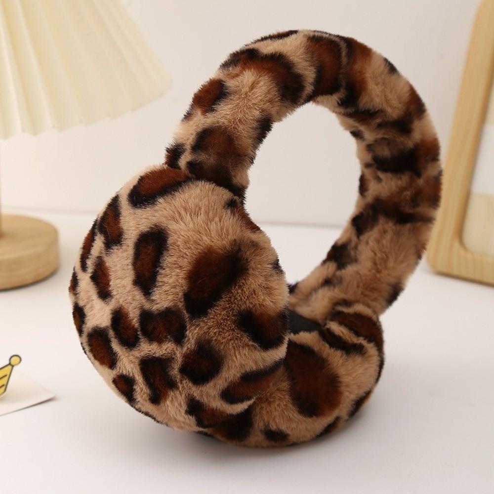 Collapsible Leopard Ear Warmer Thickened Winter Earmuffs Fashion Ear Cover  for Women Girls