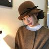 French Style Woolen Bucket Hat Bowknot Wool Fisherman Hat Elegant Hepburn Style Topper Hat  Travel