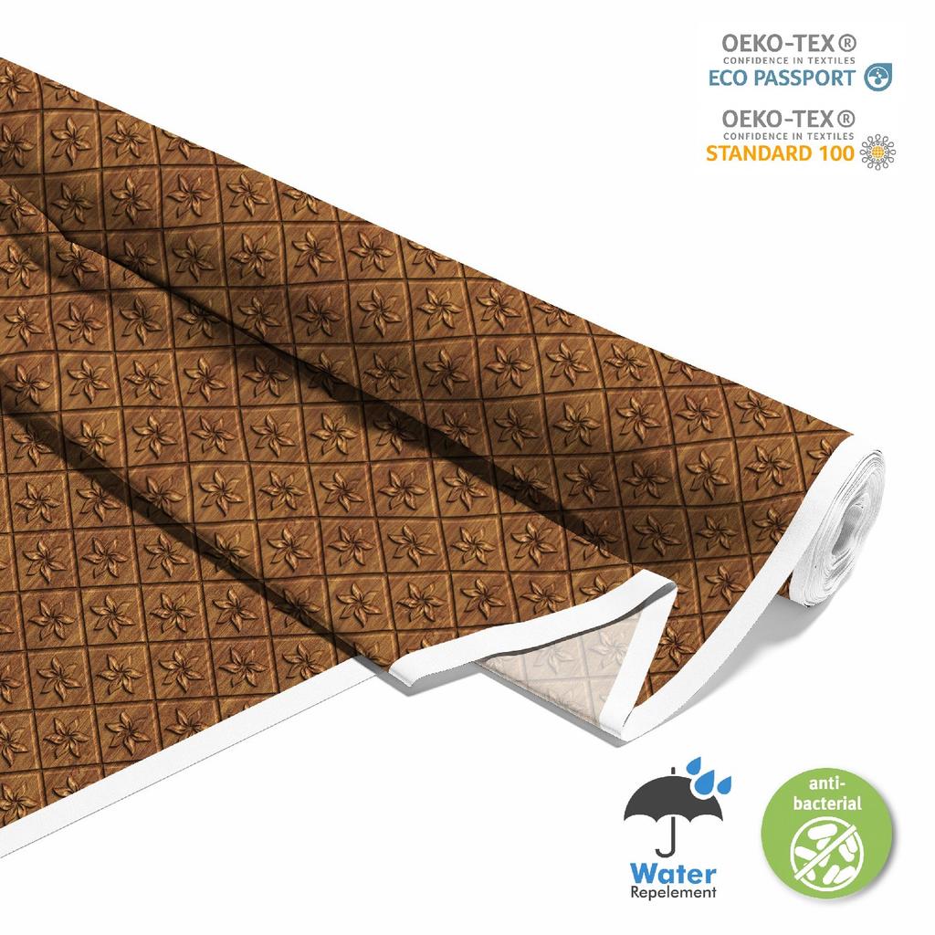 Outdoor Dekostoffe Oxford - Motiv Blumen In Holz Geschnitzt
