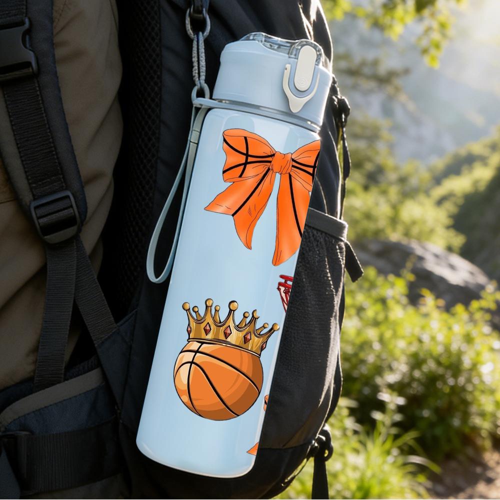 1PC Basketball Bow Trophy Combo 750ml Color Plastic Sports Water Bottle Leakproof Flip Straw Lid Suitable for Sports Office Home Use