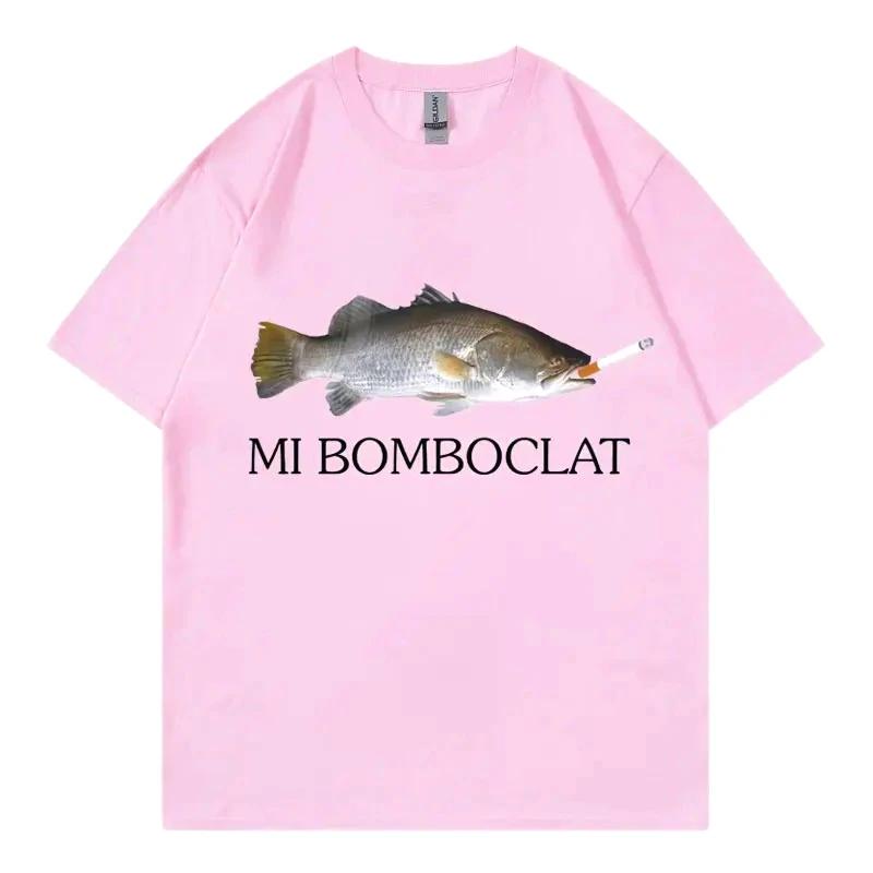 High-quality men's 100% pure cotton T-shirt Bomboclat Fishing Meme Interesting T-shirt Fashion retail Y2k Women's short-sleeved