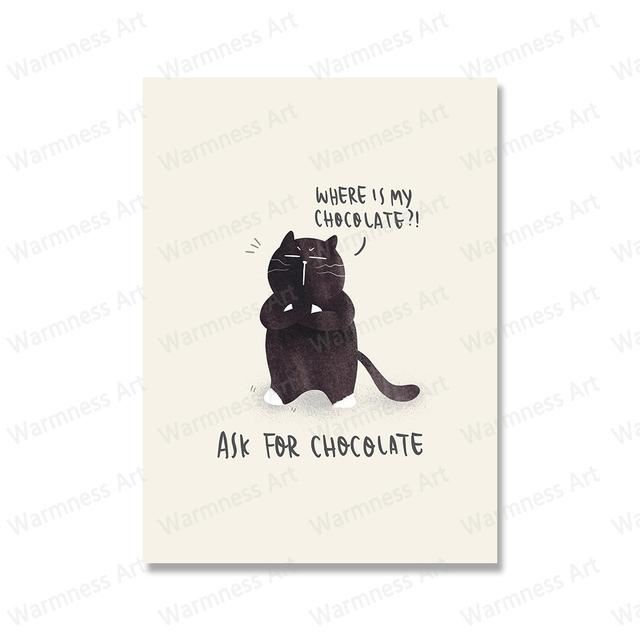 

Интересный постер с черным котом, картина маслом с изображением животных, украшение для гостиной, дома, лимон, шоколадный холм 21cm×30cm NoFrame