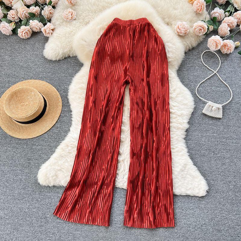 

Нарядные жаккардовые плиссированные брюки-кюлоты, повседневные, свободного кроя Burgundy One size