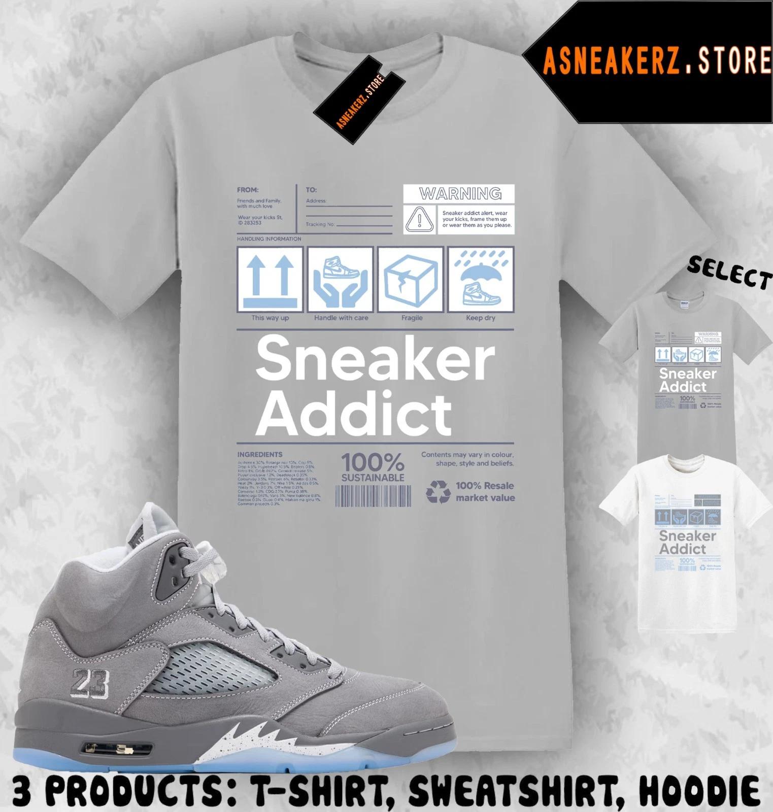 Рубашка в тон AJ 5 Wolf Grey 2026 Футболка в тон кроссовкам Футболка для кроссовочного маньяка XL