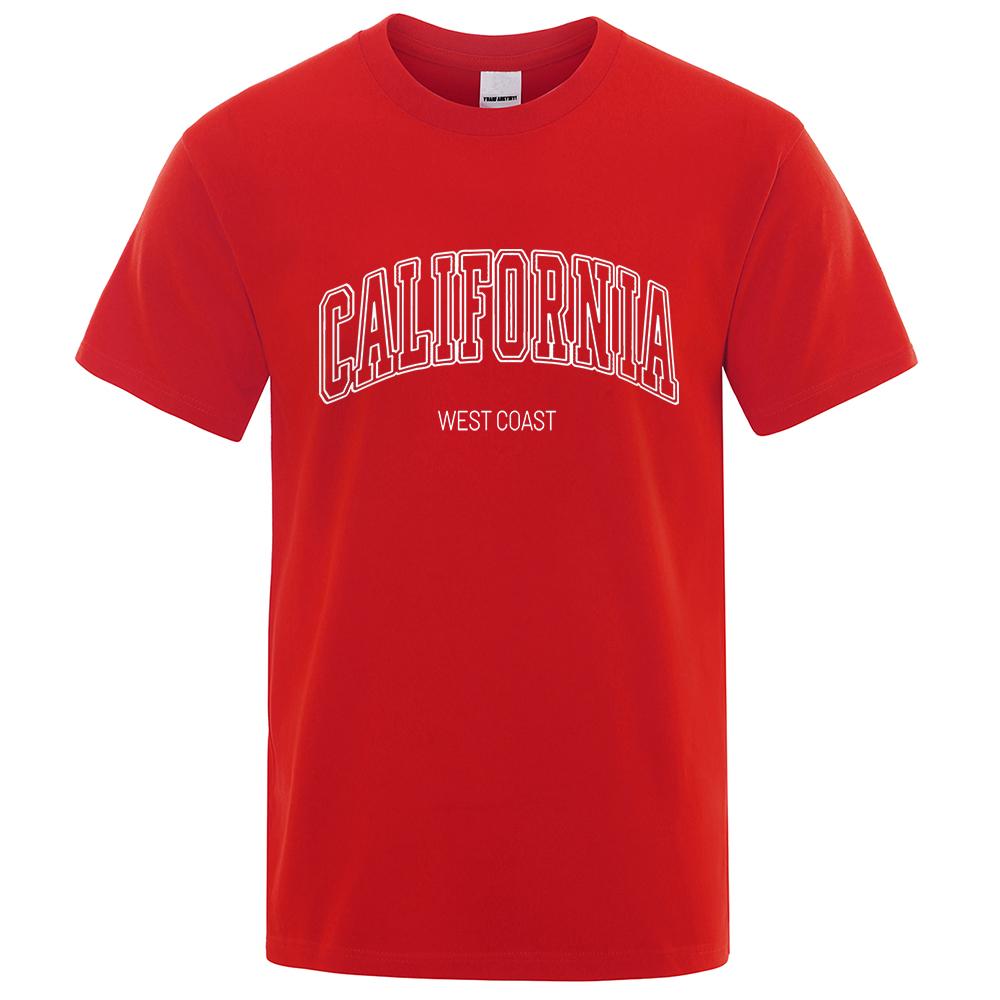 California West Coast Street Letter Tops Men Hip Hop Crewneck Tee Clothes T Shirt Summer Breathable T-Shirt Street