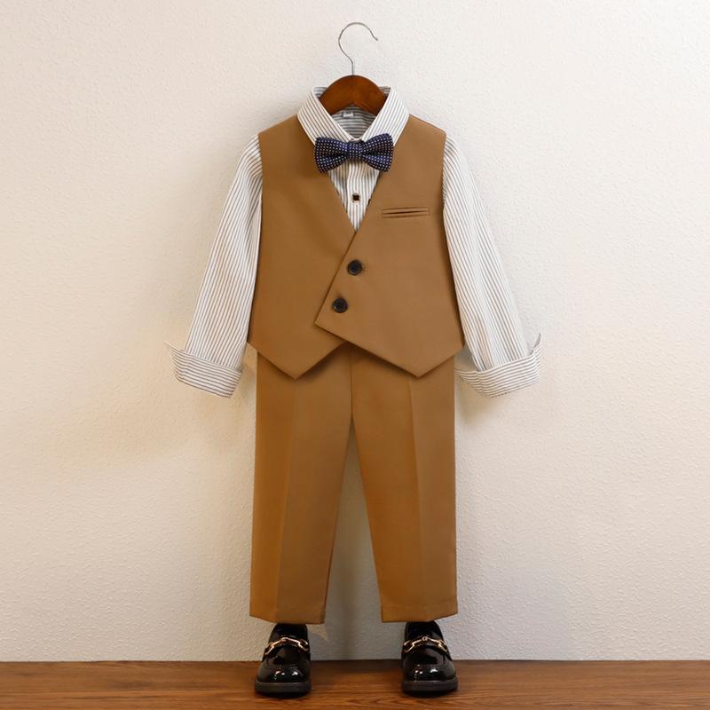 Children's Vest Set Boy's Korean Style Spring and Autumn Flower Girl Wedding Dress Baby's One Year Birthday Activity Photo Dress
