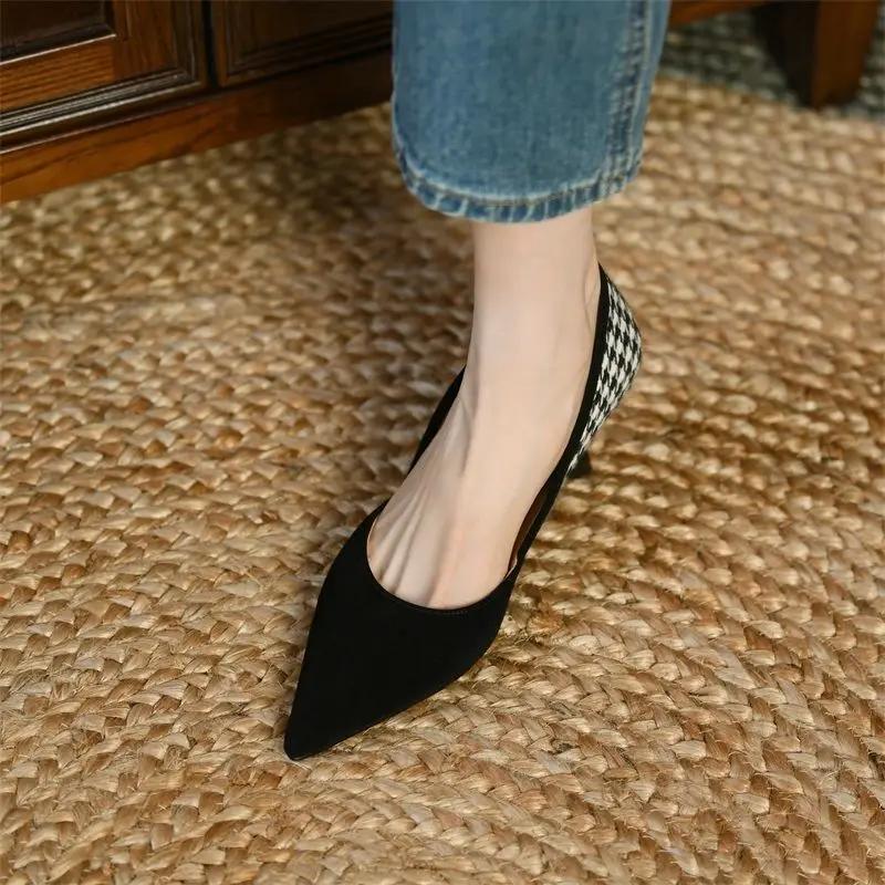 Ladies Summer Footwear with Heel Shoes for Women 2024 Pumps Evening Black On Heeled Pointed Toe High Heels Genuine Mark Y2k A 39