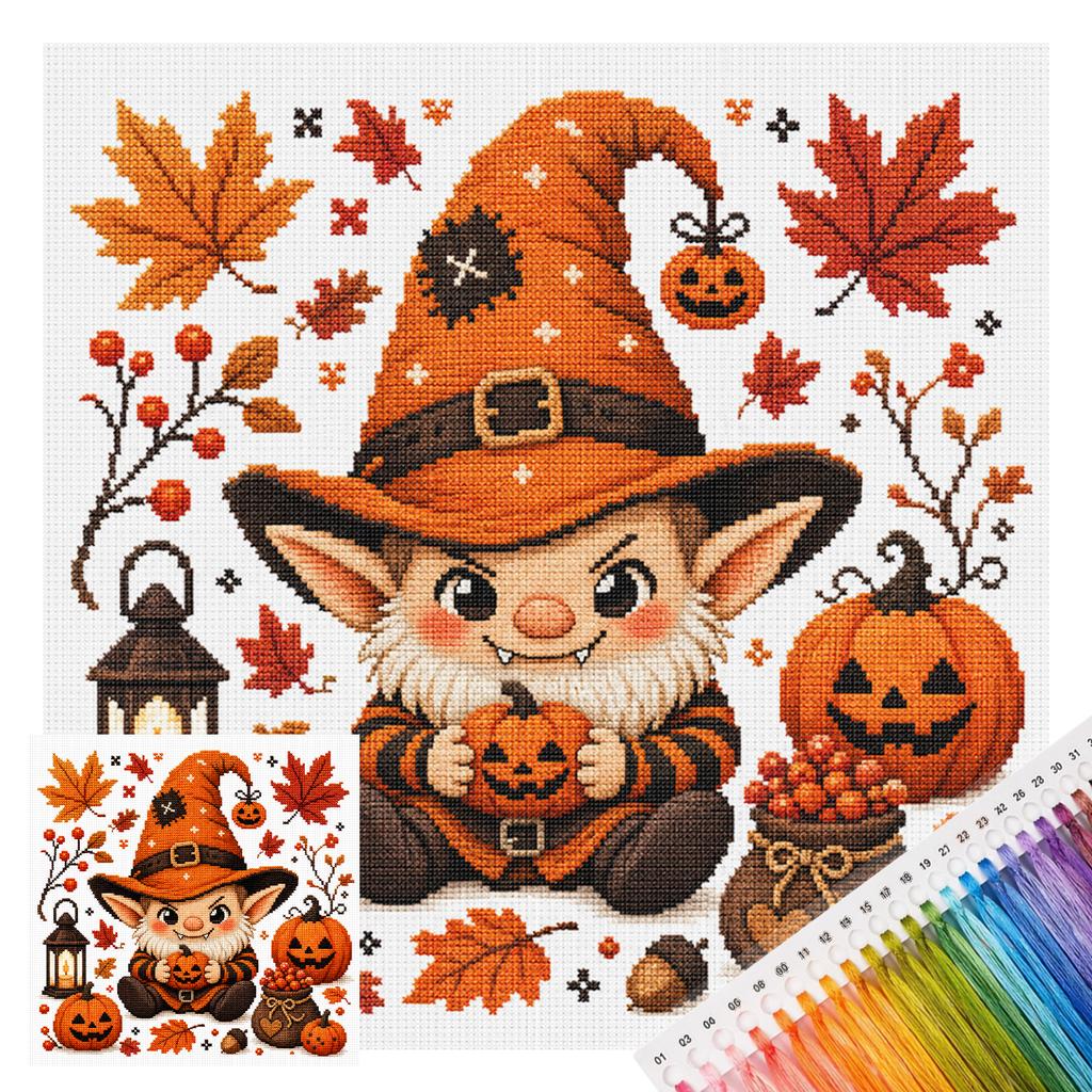 11CT Stamped Cross Stitch Kit 26x26cm Holiday Series 3-Strand Cotton Thread Needlework Embroidery Set