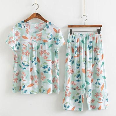 Women's Cotton Silk Pajama Set: Loose, Cool Summer Wear for Middle-Aged and Elderly, 2 or 3 Piece, Suitable for Home or Outdoor Wear.