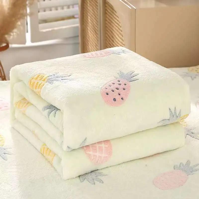 Autumn Winter Warm Blankets For Bed Sofa Soft Comfortable Fluffy Fleece Blanket Cartoon Fruit Animal Bedspreads For Kids