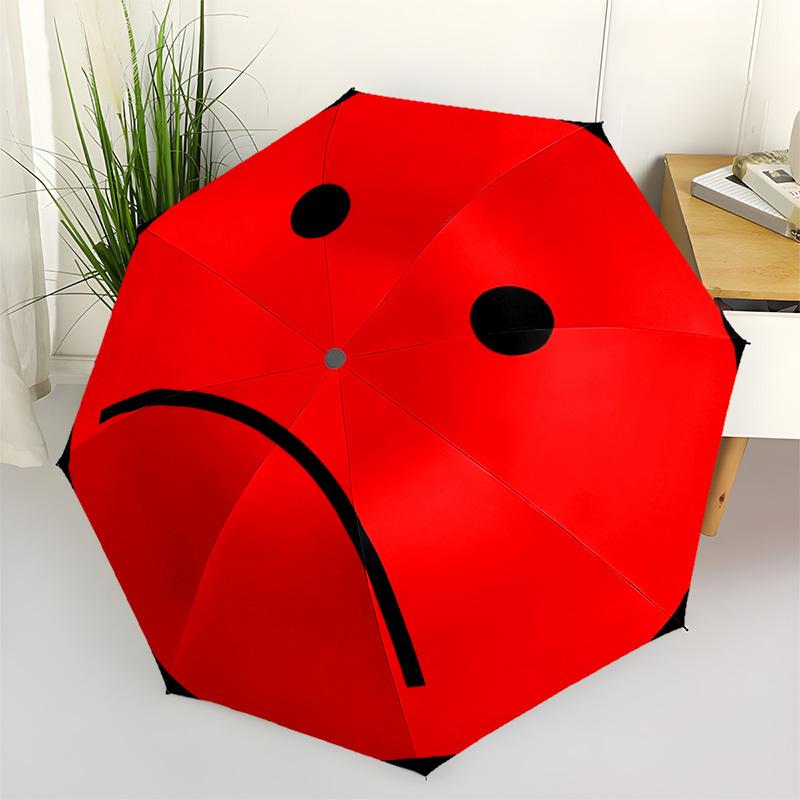 

1pc Sad Face Automatic Open/Close Umbrella - Portable Collapsible Umbrella with 8-Rib Stability, Fashion Lovers yy251017169
