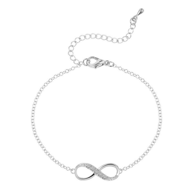 

Женский браслет, инкрустированный бриллиантами. Шикарный дизайн. Вечная любовь. Восемь. Изысканное качество изготовления. Подарок на день рождения подруге.