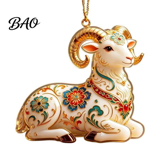 Lightweight Acrylic Decor for Holiday 2PCS Christmas Goat Hanging Ornaments, Decorative 2D Tree Ornaments Home Pendants, Festive Party Decorations
