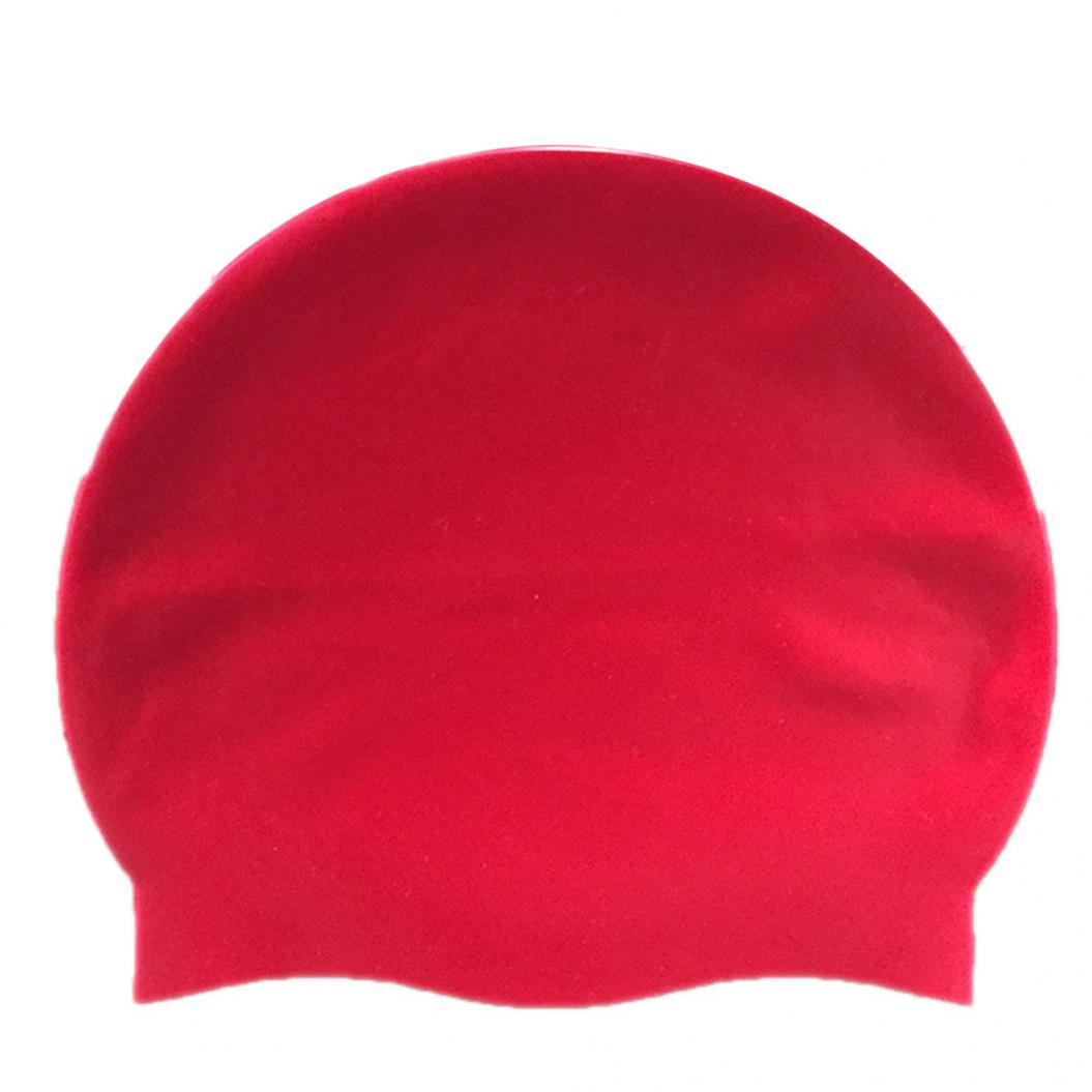 

Silicone Elastic Waterproof Protect Ears Swimming Hat for Adults Men Women червоний