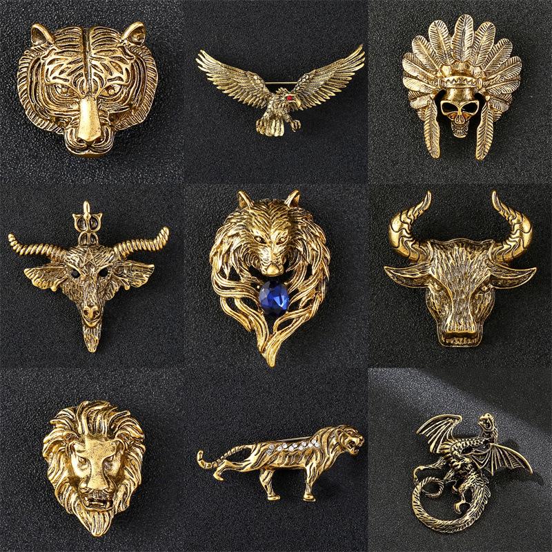 Luxuriöse Trend-Brosche: Wolf-, Löwen- und Adlerdesigns in europäischen und amerikanischen Stilen