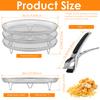 Air Fryer Rack Stainless Steel 3 Layer Air Fryer Stand Evenly Heated Baking Basket Tray Stackable Grilling Rack for Baking