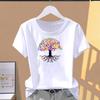 Women's summer T-shirt, cute and fashionable printed pattern, short-sleeve trendy top.