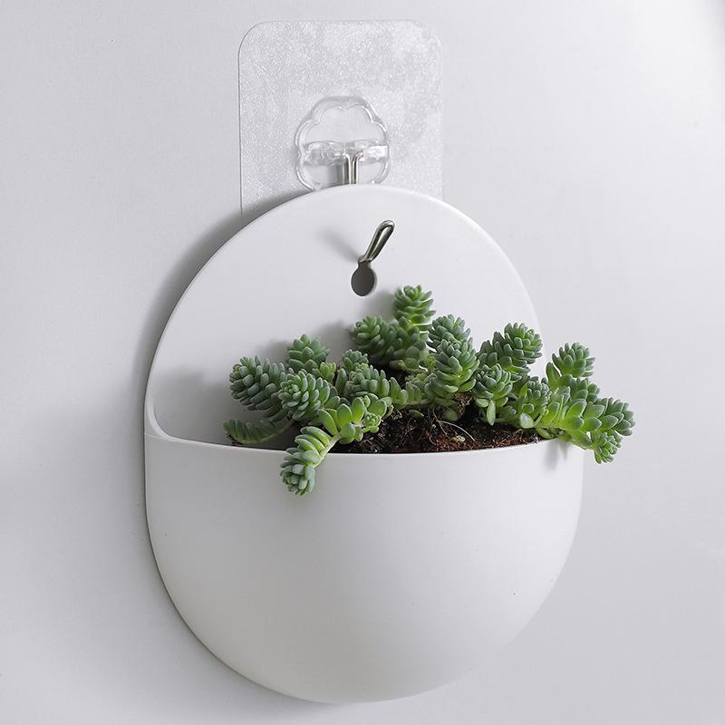 Modern Indoor & Outdoor Round Wall Planters Plastic Bonsai Wall-Hanging Flower Pots, Plant Stand Wall-Mounted Plant Holders