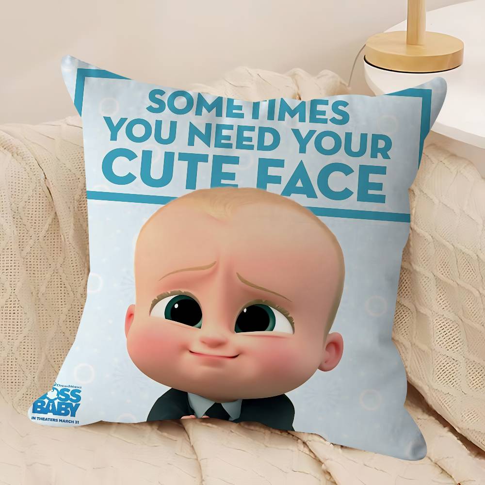 

Funny Baby Boss Pillow Cushion Cover Pillowcase Living Room Sofa Home Decor Customized 12x12Inch