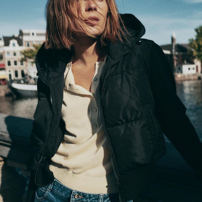 Za Autumn New Women Clothes 2025 Western Style Fashion Zip-up Slim Fit Hood Cotton-padded Jacket Outerwear 8073224