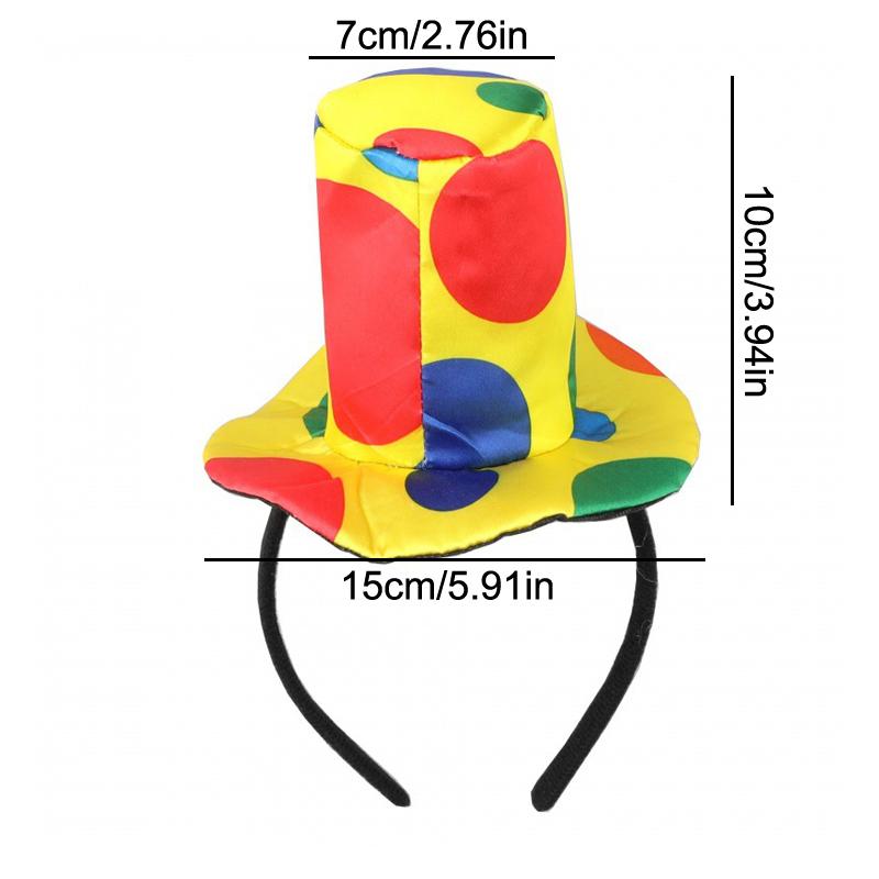 Colorful Clown Headdress Yellow Colored Dots Bow Headwear Circus Performance Props Funny Joker Hats Makeup Party Decorations