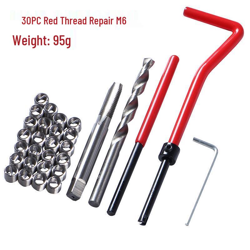 30-Piece Stainless Steel Thread Repair Kit: M5-12 Tapping Inserts and Tools.