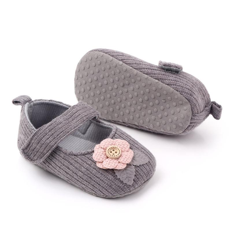 Baby Kleinkind Schuhe Baumwolle Rutschfeste Weiche Sohle Kleine Blumendekoration Kinder Indoor Strick-Sneaker