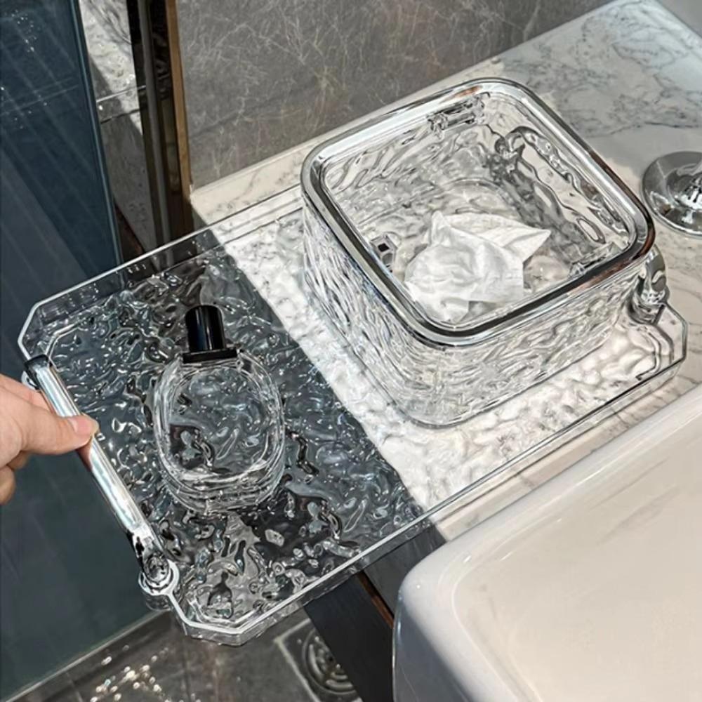 Decorative Water Ripple Storage Tray Light Luxury Dessert Plate Clear Tea Cup Tray  Household