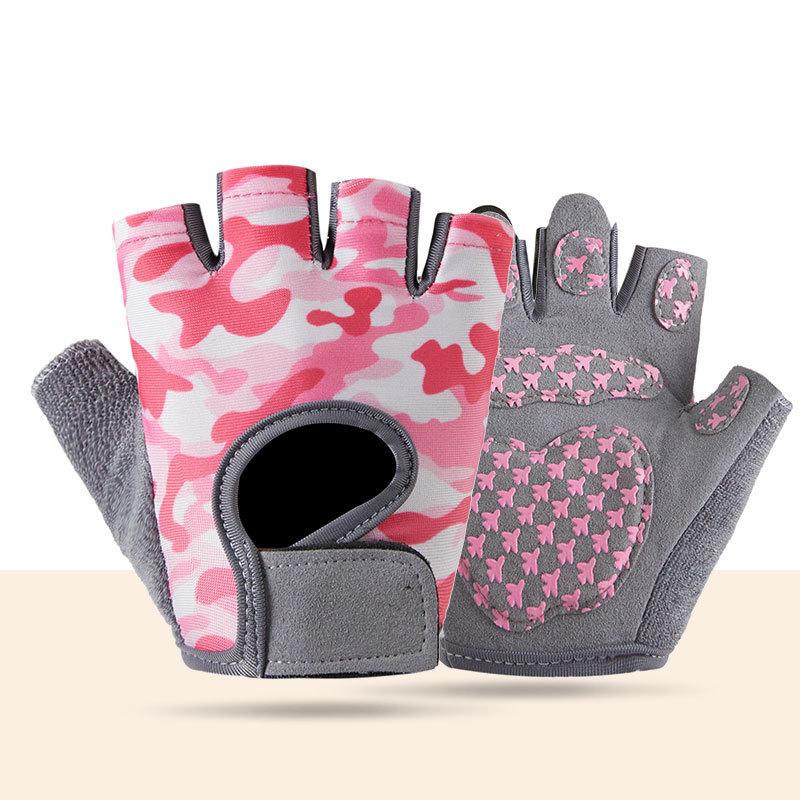 Children's half-finger gloves Boys and girls outdoor sports cycling roller skating non-slip wear-resistant breathable ice silk thin cartoon E5