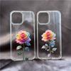 Fashion Crystal Rose Flower Pattern Phone Case For iPhone 13 16 Pro MAX 15 14 11 12 XS SE20 XR 7 8Plus Floral Clear Hard Cover