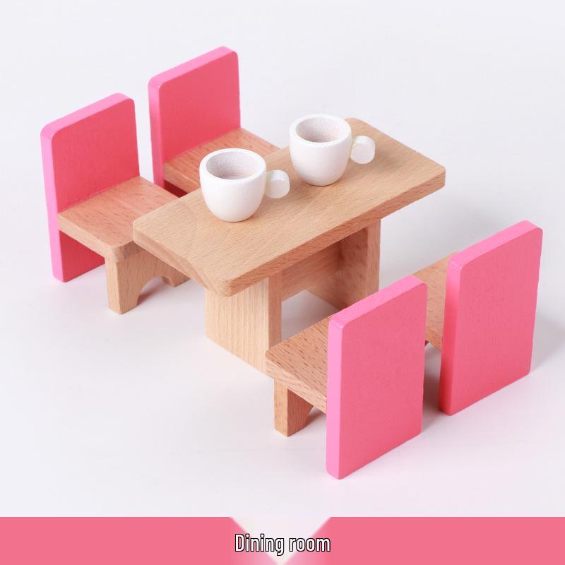 Children's Educational Multi-Functional Wooden Building Blocks Set for Pretend Play and Mini Furniture