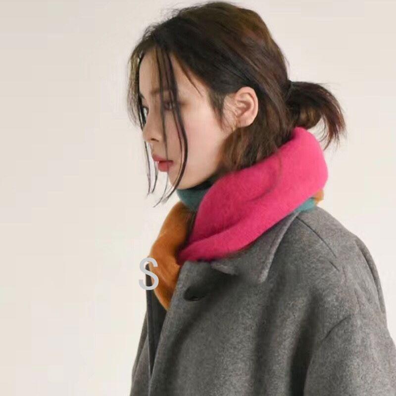 Korean Style Winter Warm Wool Scarf For Women Design Striped Elastic Knitted Scarves Female Bandana Thick Neckerchief Shawl