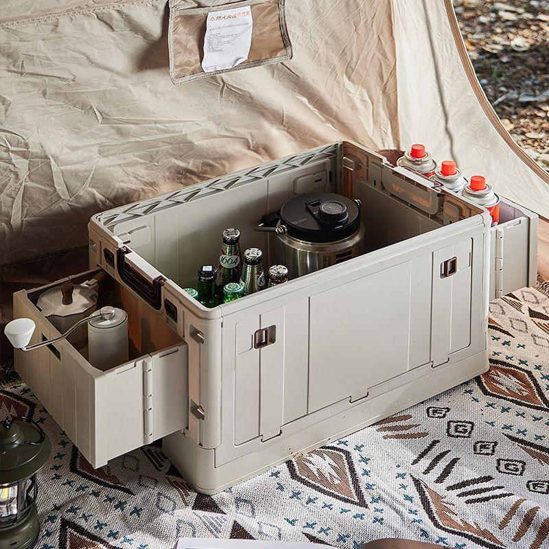 Portable folding outdoor camping table Thickened multi-functional integrated storage box Mobile table Camper table Dual-purpose
