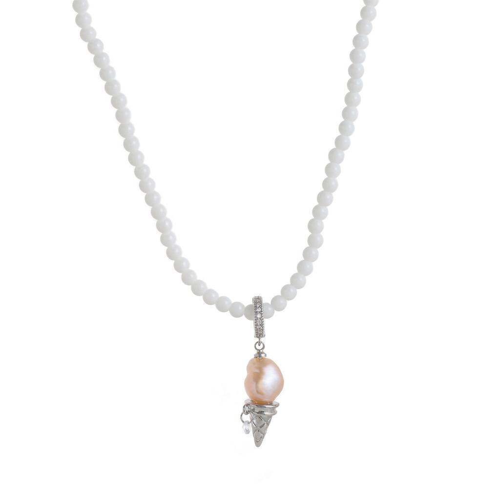 Fashion Pearl Chain Ice Cream Necklace Women'S Light Luxury Niche Design Clavicle Chain Jewelry