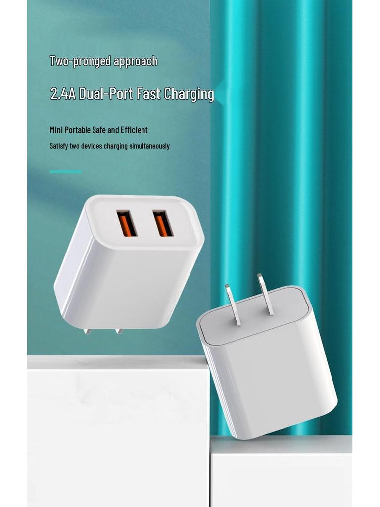US Standard Dual-Port 5V2.4A Mini Charger for Apple Devices