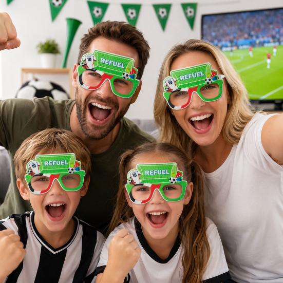Football Glasses, Soccer Themed Decorative Glasses, Lightweight Paper Frame Party Props, for Fan Gatherings And Team Building