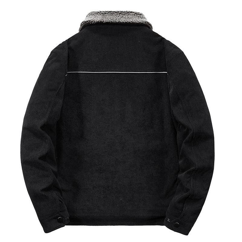 Winterpullover mit Kragen, Baumwollwattiert, Herrenfleece, verdickt, Kord, Grün, Mittleres Alter, Baumwollwattierte warme Jacke, Revers