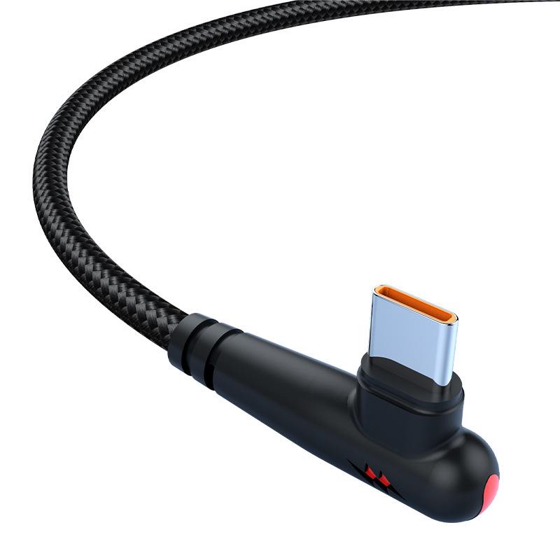 Braided 120W Super Fast Charging Type-C Elbow Cable for Huawei, Vivo, Oppo, and Honor 6A Flash Charge