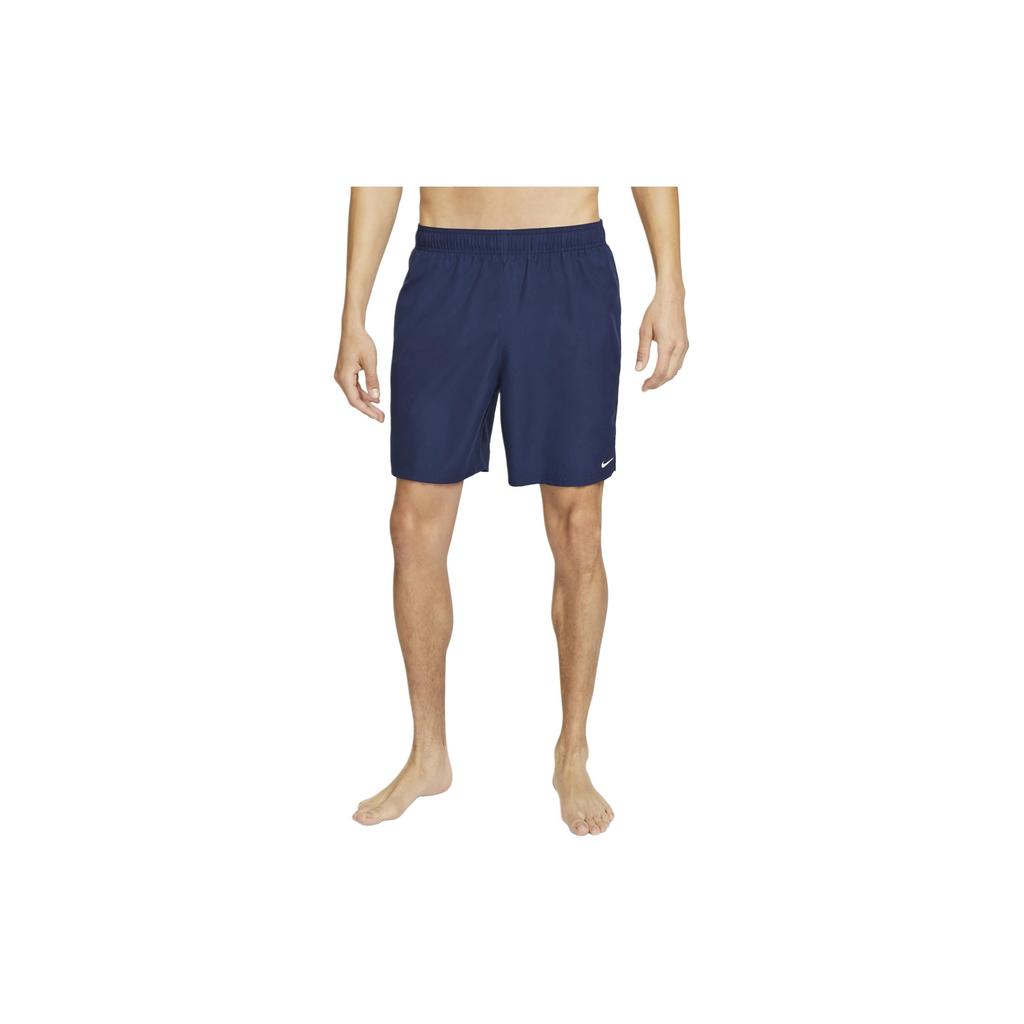 Nike Solid Color Lace-Up Casual Swim Shorts Men Swimwear Navy-Blue